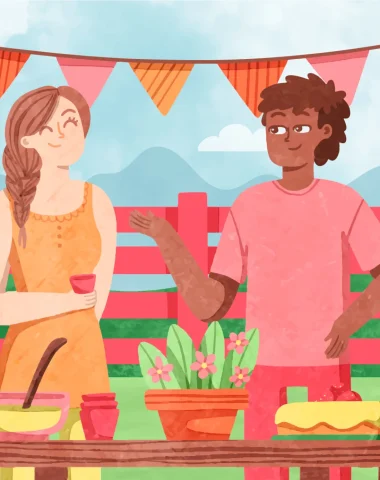 Aquarelle fête jardin