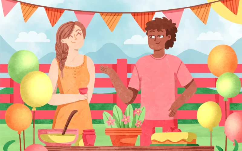 Aquarelle fête jardin